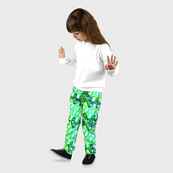 Брюки детские Зелёный узор и бело-чёрная обводка, цвет: 3D-принт — фото 2