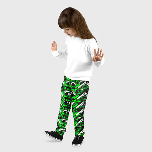 Детские брюки Зелёно-белая техно броня / 3D-принт – фото 3