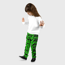 Брюки детские Зелёная техно-броня на чёрном фоне, цвет: 3D-принт — фото 2