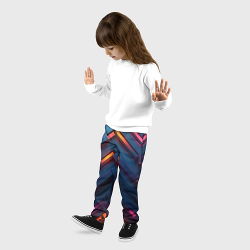 Детские брюки Неоновый узор стальные раскалённые пластины / 3D-принт – фото 3