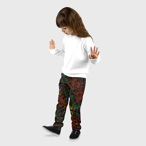 Детские брюки Разноцветные жуки носороги / 3D-принт – фото 3