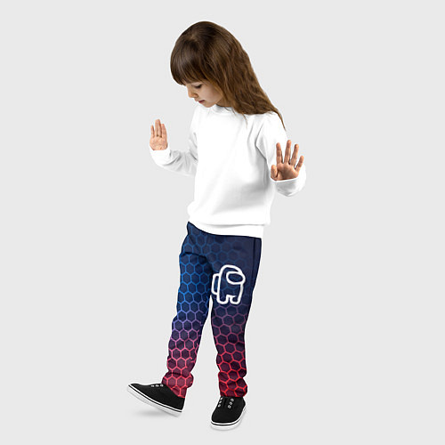Детские брюки Among Us неоновые соты / 3D-принт – фото 3