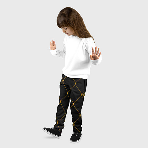 Детские брюки Желтая сетка на черном / 3D-принт – фото 3
