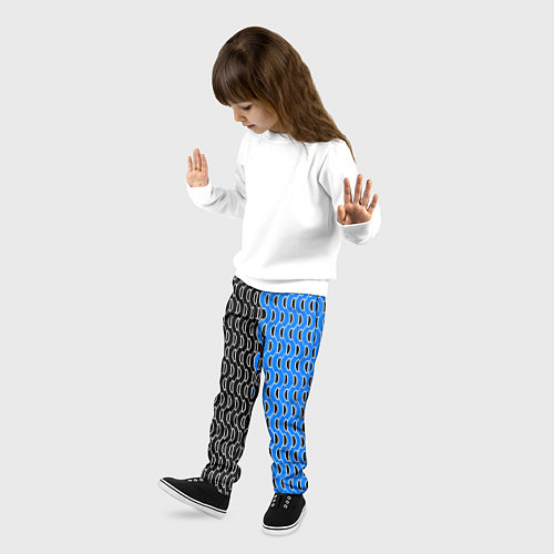 Детские брюки Чёрно-синий паттерн с белой обводкой / 3D-принт – фото 3
