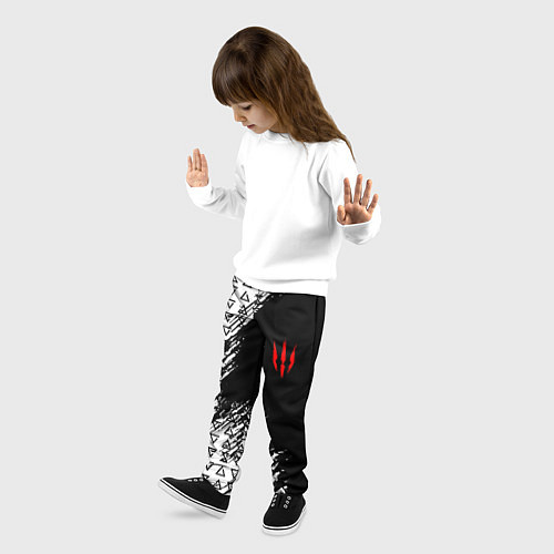 Детские брюки Знаки ведьмака штриховкой / 3D-принт – фото 3