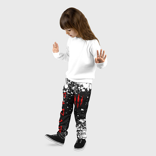 Детские брюки Знаки из Ведьмака - белые брызги / 3D-принт – фото 3