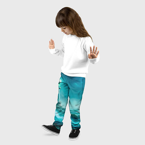 Детские брюки Белый маяк и ночной шторм / 3D-принт – фото 3