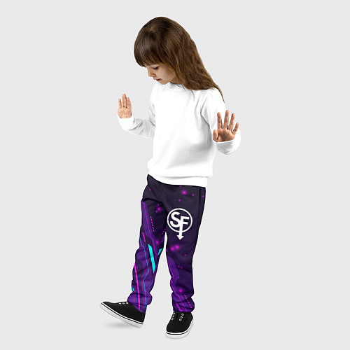 Детские брюки Sally Face neon gaming / 3D-принт – фото 3