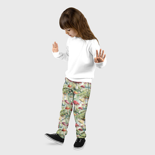 Детские брюки Дикие грибы лесные мухоморы / 3D-принт – фото 3