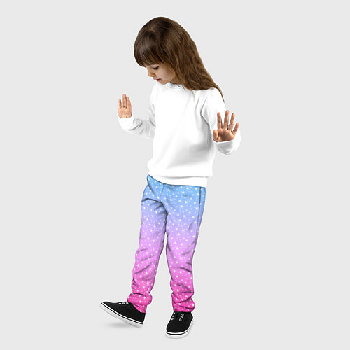 Детские брюки Звёздный градиент голубой и розовый / 3D-принт – фото 3