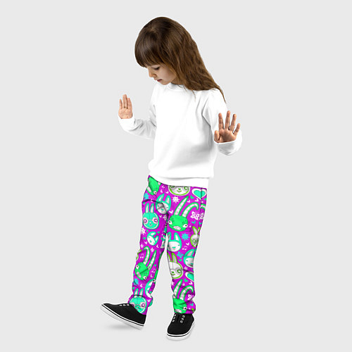 Детские брюки Разноцветные зайцы / 3D-принт – фото 3