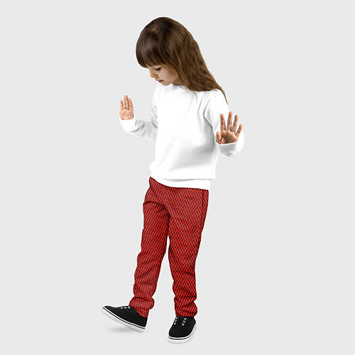 Детские брюки Красно-чёрный имитация сетки / 3D-принт – фото 3