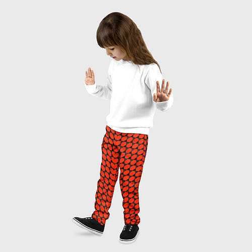 Детские брюки Красные лепестки шестиугольники / 3D-принт – фото 3