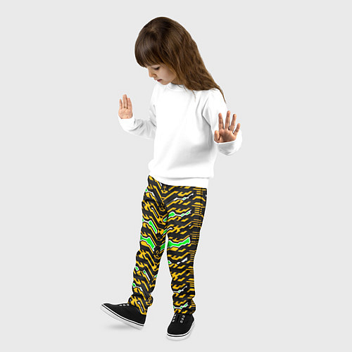 Детские брюки Агрессивный чёрно-жёлтый паттерн / 3D-принт – фото 3