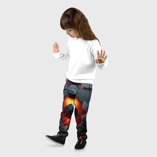 Детские брюки Конструкция из объемных оранжевых плит / 3D-принт – фото 3