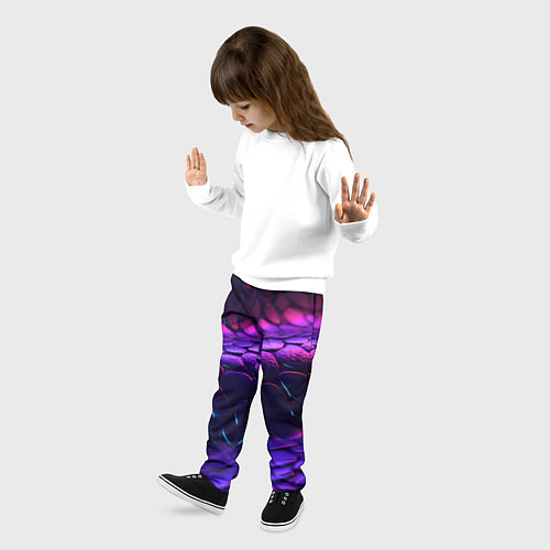 Детские брюки Фиолетовая абстрактная текстура неоновая / 3D-принт – фото 3