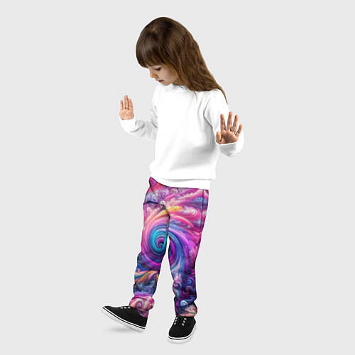 Детские брюки Абстракция, водоворот из ярких красок / 3D-принт – фото 3