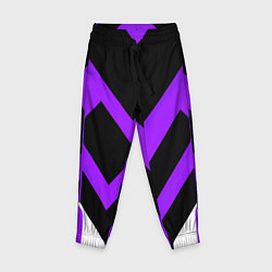 Брюки детские Фиолетово-белые полосы на чёрном фоне, цвет: 3D-принт