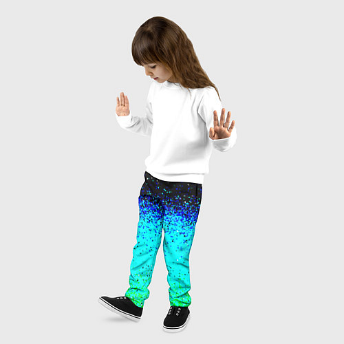 Детские брюки Пикселизация неоновых цветов / 3D-принт – фото 3
