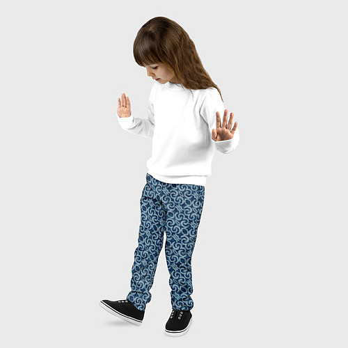 Детские брюки Синий крупный кружевной узор / 3D-принт – фото 3