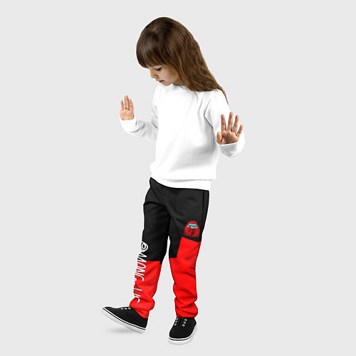 Детские брюки Амонг ас геометрия красный / 3D-принт – фото 3
