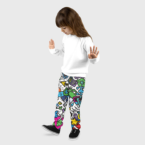 Детские брюки Странные разноцветные человечки / 3D-принт – фото 3