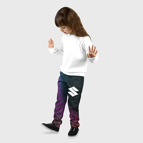 Детские брюки Suzuki neon hexagon / 3D-принт – фото 3