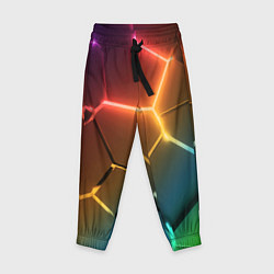Брюки детские Радужные неоновые плиты в разломе, цвет: 3D-принт