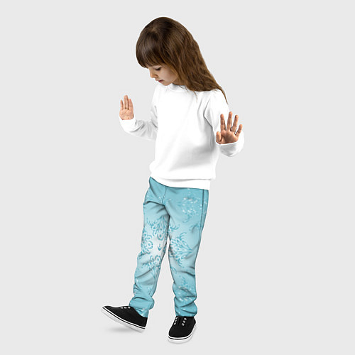 Детские брюки Векторные узоры на нежно-бирюзовом фоне / 3D-принт – фото 3