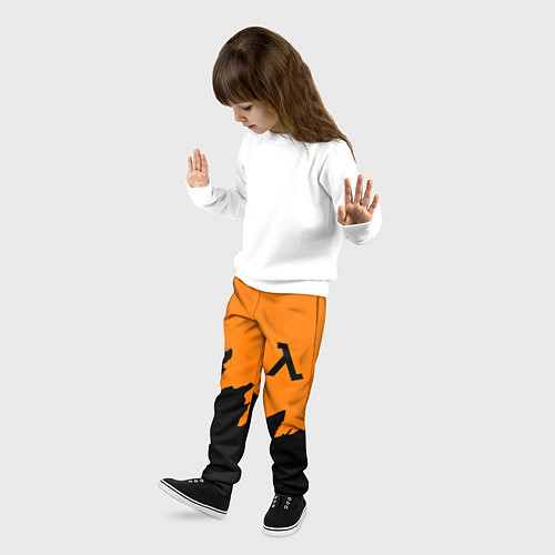 Детские брюки Half life чёрно оранжевый / 3D-принт – фото 3