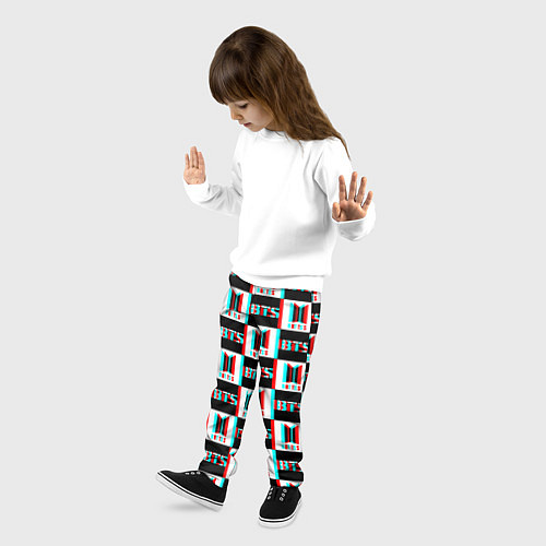 Детские брюки BTS glitch pattern / 3D-принт – фото 3