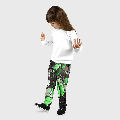 Детские брюки Чёрно-зелёный камень / 3D-принт – фото 3