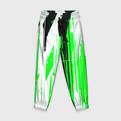 Брюки детские Вертикальные чёрно-белые линии на зелёном фоне, цвет: 3D-принт
