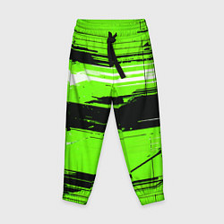 Брюки детские Горизонтальные чёрно-белые линии на зелёном фоне, цвет: 3D-принт