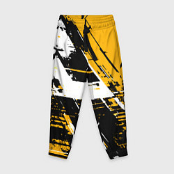 Брюки детские Diagonal black and white stripes on a yellow backg, цвет: 3D-принт