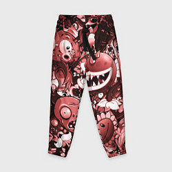 Брюки детские Растения против зомби в красном цвете, цвет: 3D-принт