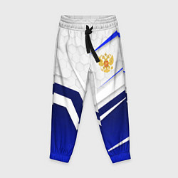 Брюки детские Герб России - синий и белый, цвет: 3D-принт