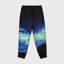 Брюки детские Синяя волна с зеленым оттенком на черном, цвет: 3D-принт