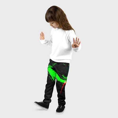 Детские брюки Color black green red / 3D-принт – фото 3
