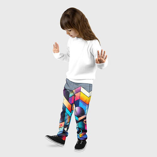 Детские брюки Геометрическое абстрактное граффити / 3D-принт – фото 3