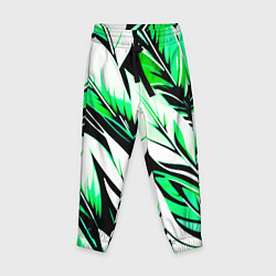 Брюки детские Крупные листья абстракция, цвет: 3D-принт