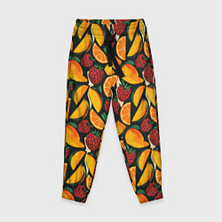 Детские брюки Ягоды и фрукты в паттерне: малина манго апельсин