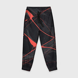 Брюки детские Текстура мрамора с красными полосками, цвет: 3D-принт
