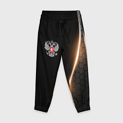 Брюки детские Герб России и неоновая линия, цвет: 3D-принт