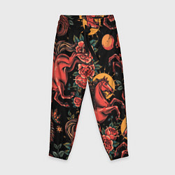 Брюки детские Красная лошадь с розами, цвет: 3D-принт