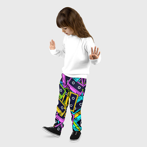 Детские брюки Неоновые кассеты / 3D-принт – фото 3