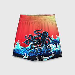Шорты детские Кракен в Море Градиент, цвет: 3D-принт