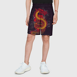 Шорты детские НЕОНОВЫЙ ДРАКОН, 3d, цвет: 3D-принт — фото 2