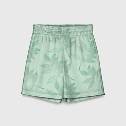 Шорты детские Зеленые листья, цвет: 3D-принт