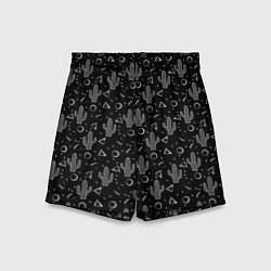 Шорты детские Черно белые кактусы, цвет: 3D-принт
